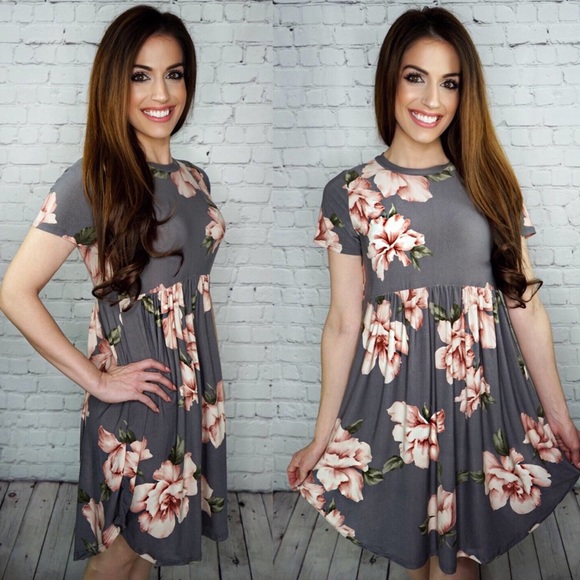 🛍LAST 1! Floral Passion Grey blush floral dress - Picture 2 of 3